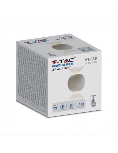 218305-Lampada LED da Muro Sferica  Doppio Fascio Luminoso Colore Grigio  -2