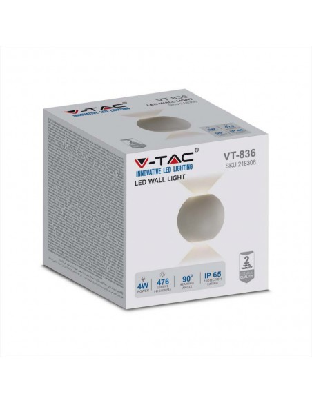 218306-Lampada LED da Muro Sferica  Doppio Fascio Luminoso Colore Grigio  -2