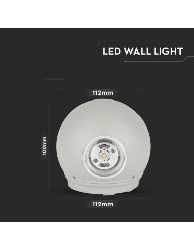218306-Lampada LED da Muro Sferica  Doppio Fascio Luminoso Colore Grigio  -3