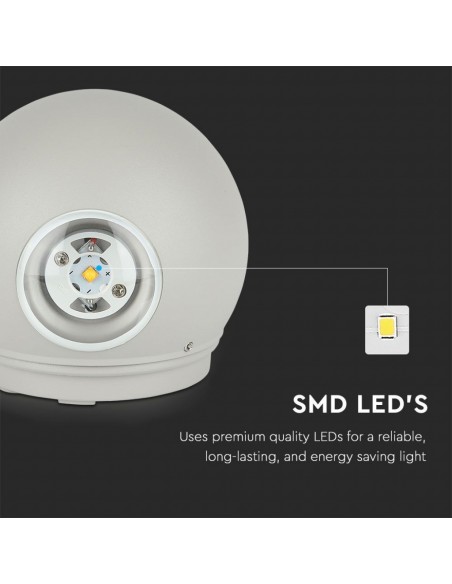 218306-Lampada LED da Muro Sferica  Doppio Fascio Luminoso Colore Grigio  -6