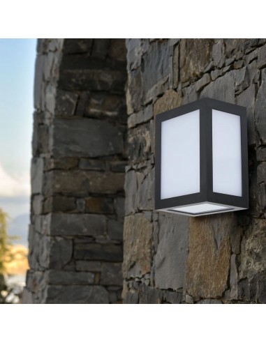 218340-Lampada LED da Muro a Lanterna  Quadrata Colore Nero  -5