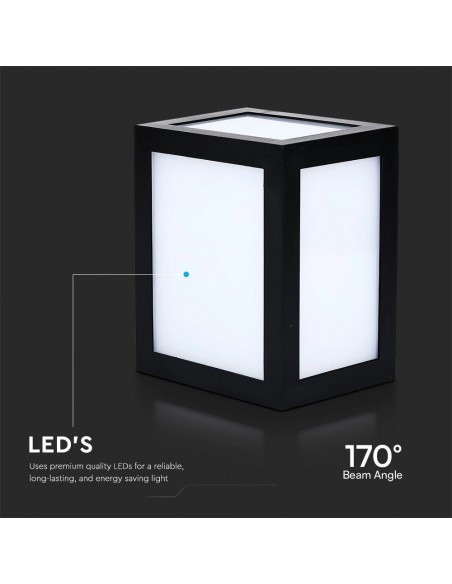Lampada LED da Muro a Lanterna 12W Quadrata Nero 3000K IP65