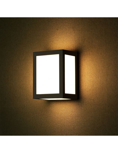 218341-Lampada LED da Muro a Lanterna  Quadrata Colore Nero  -4