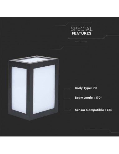 218341-Lampada LED da Muro a Lanterna  Quadrata Colore Nero  -7