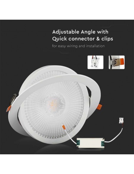 21845-Faretto LED Chip Samsung da Incasso Rotondo  Inclinabile Colore Bianco -7