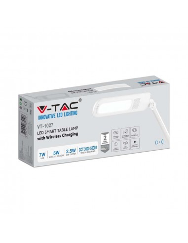 218519-Lampada LED da Tavolo  Multifunzione  in  con Caricatore Wireless Colore Bianco-2