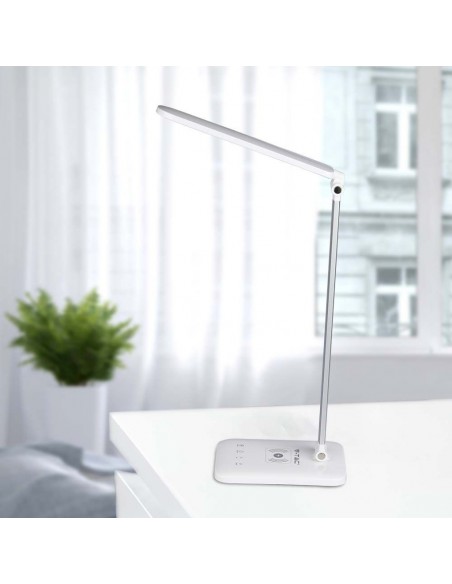 218519-Lampada LED da Tavolo  Multifunzione  in  con Caricatore Wireless Colore Bianco-3