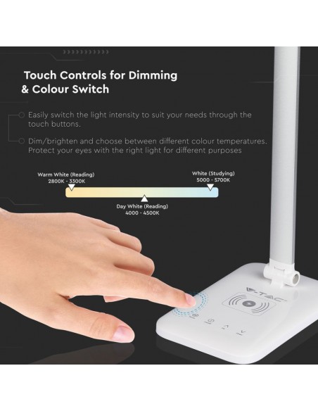 218519-Lampada LED da Tavolo  Multifunzione  in  con Caricatore Wireless Colore Bianco-7