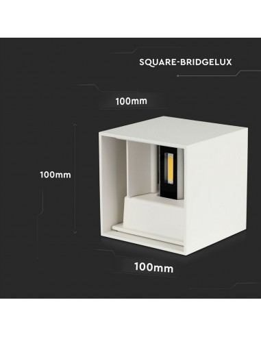 218527-Lampada LED da Muro Quadrata Doppio LED COB  Colore Bianco Satinato Fascio Luminoso Regolabile  -2