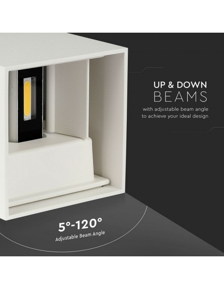 218527-Lampada LED da Muro Quadrata Doppio LED COB  Colore Bianco Satinato Fascio Luminoso Regolabile  -6