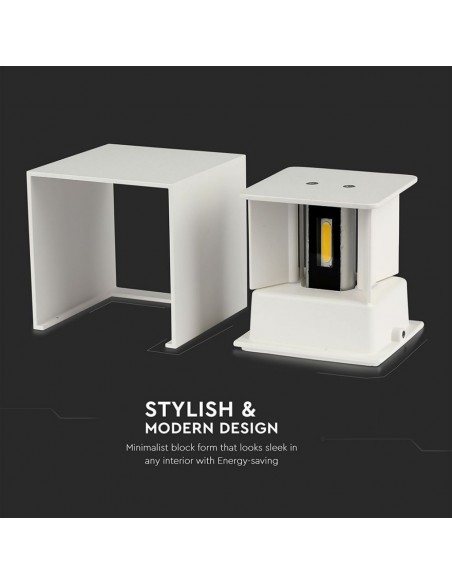 Lampada LED da Muro Quadrata Doppio LED COB 11W Bianco Satinato Fascio Luminoso Regolabile 3000K IP65