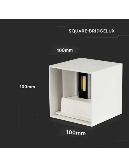 218528-Lampada LED da Muro Quadrata Doppio LED COB  Colore Bianco Satinato Fascio Luminoso Regolabile  -3