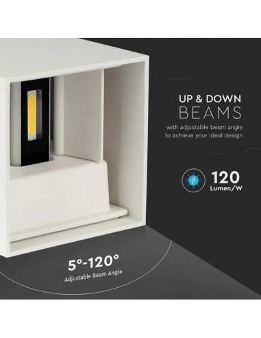 218528-Lampada LED da Muro Quadrata Doppio LED COB  Colore Bianco Satinato Fascio Luminoso Regolabile  -6