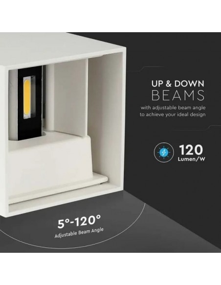 218528-Lampada LED da Muro Quadrata Doppio LED COB  Colore Bianco Satinato Fascio Luminoso Regolabile  -6