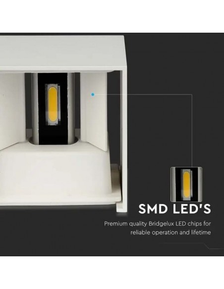 218528-Lampada LED da Muro Quadrata Doppio LED COB  Colore Bianco Satinato Fascio Luminoso Regolabile  -7