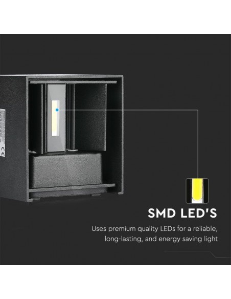 218529-Lampada LED da Muro Quadrata Doppio LED COB  Colore Nero Satinato Fascio Luminoso Regolabile  -7