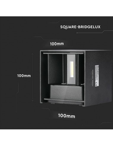 218530-Lampada LED da Muro Quadrata Doppio LED COB  Colore Nero Satinato Fascio Luminoso Regolabile  -2