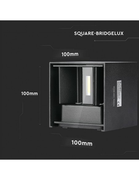 218530-Lampada LED da Muro Quadrata Doppio LED COB  Colore Nero Satinato Fascio Luminoso Regolabile  -2
