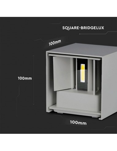 218531-Lampada LED da Muro Quadrata Doppio LED COB  Colore Grigio Satinato Fascio Luminoso Regolabile  -2