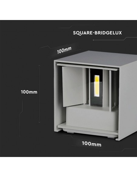 218531-Lampada LED da Muro Quadrata Doppio LED COB  Colore Grigio Satinato Fascio Luminoso Regolabile  -2