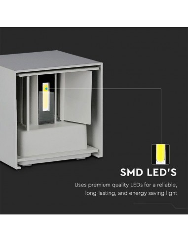 218531-Lampada LED da Muro Quadrata Doppio LED COB  Colore Grigio Satinato Fascio Luminoso Regolabile  -6