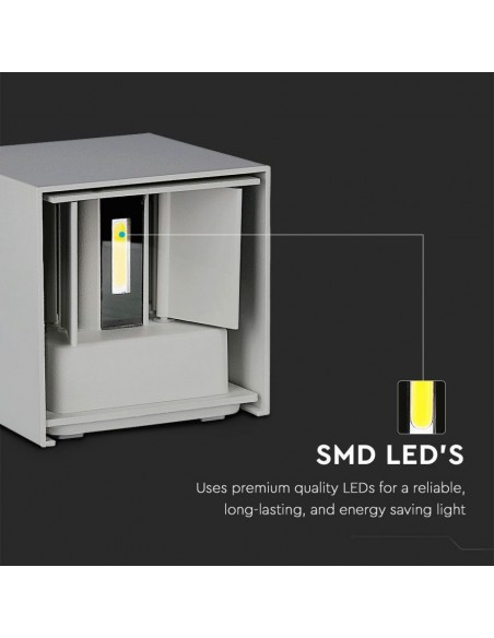 218531-Lampada LED da Muro Quadrata Doppio LED COB  Colore Grigio Satinato Fascio Luminoso Regolabile  -6