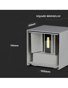 218532-Lampada LED da Muro Quadrata Doppio LED COB  Colore Grigio Satinato Fascio Luminoso Regolabile  -1 2