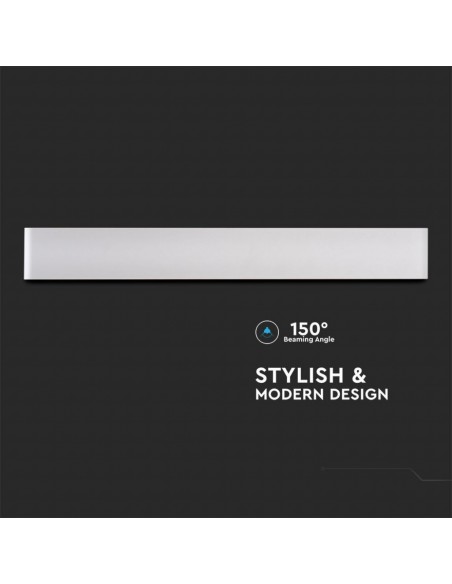 Lampada LED Da Muro Rettangolare 20W con Doppio Fascio Luminoso 610x90x35mm Bianco 3000K IP44