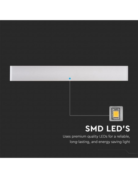 Lampada LED Da Muro Rettangolare 20W con Doppio Fascio Luminoso 610x90x35mm Bianco 4000K IP44