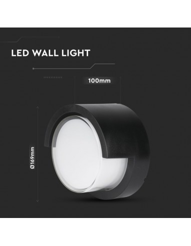 218537-Lampada LED da Muro Rotonda  con Diffusore Semicoperto Colore Nero  -3