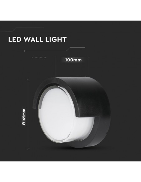 218537-Lampada LED da Muro Rotonda  con Diffusore Semicoperto Colore Nero  -3
