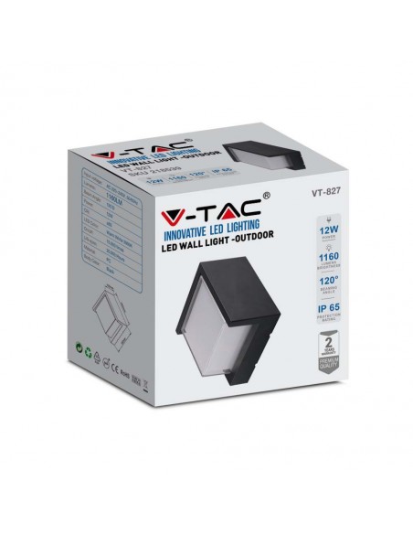 218540-Lampada LED da Muro Quadrato  con Diffusore Semicoperto Colore Nero  -2