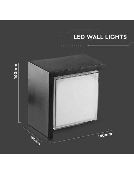 218540-Lampada LED da Muro Quadrato  con Diffusore Semicoperto Colore Nero  -3