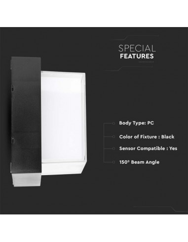 218543-Lampada LED da Muro Quadrata  Colore Nero  -6