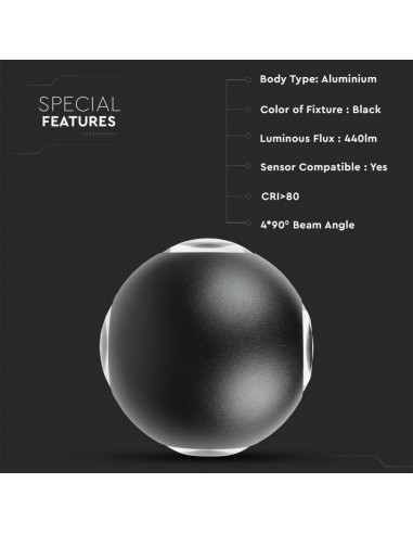 218553-Lampada LED da Muro Sferica  LED COB  Colore Bianco  -5