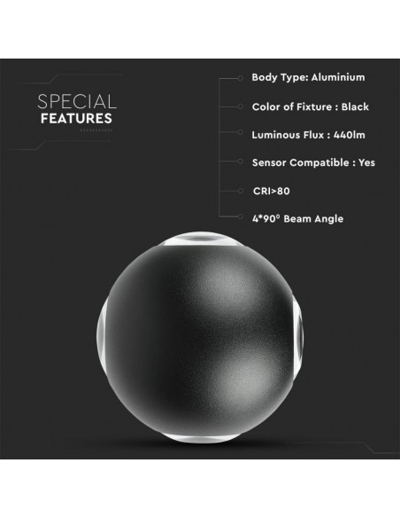 218553-Lampada LED da Muro Sferica  LED COB  Colore Bianco  -5