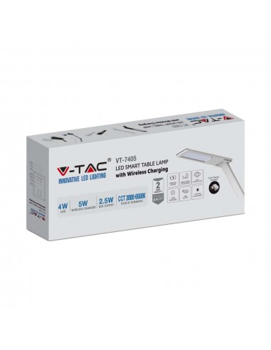 218600-Lampada LED da Tavolo Quadrata  Multifunzione  in  con Caricatore Wireless Colore Nero-2