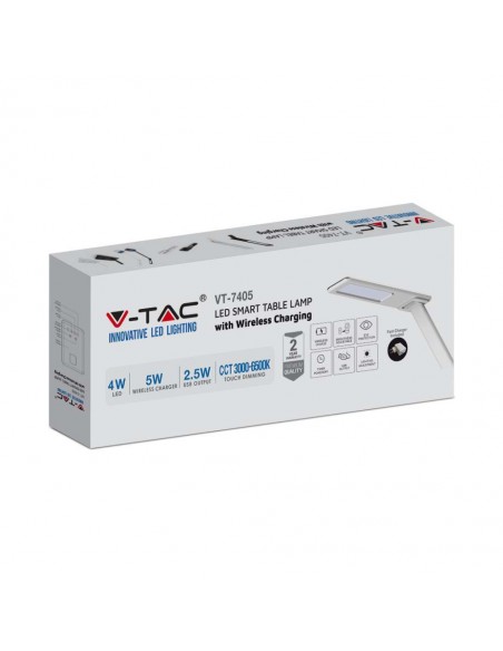 218600-Lampada LED da Tavolo Quadrata  Multifunzione  in  con Caricatore Wireless Colore Nero-2