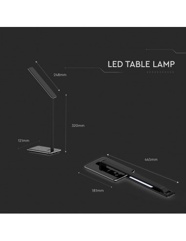218600-Lampada LED da Tavolo Quadrata  Multifunzione  in  con Caricatore Wireless Colore Nero-3