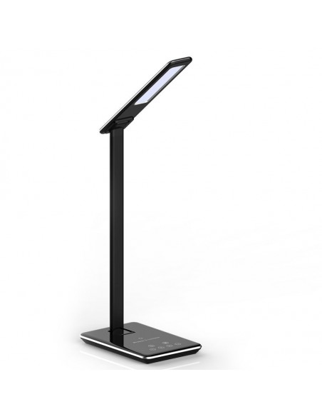 218600-Lampada LED da Tavolo Quadrata  Multifunzione  in  con Caricatore Wireless Colore Nero-7