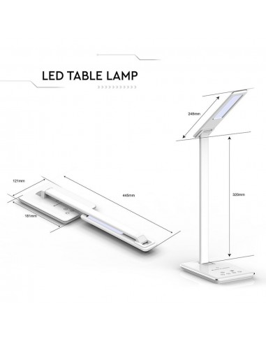 218601-Lampada LED da Tavolo Quadrata  Multifunzione  in  con Caricatore Wireless Colore Bianco-3