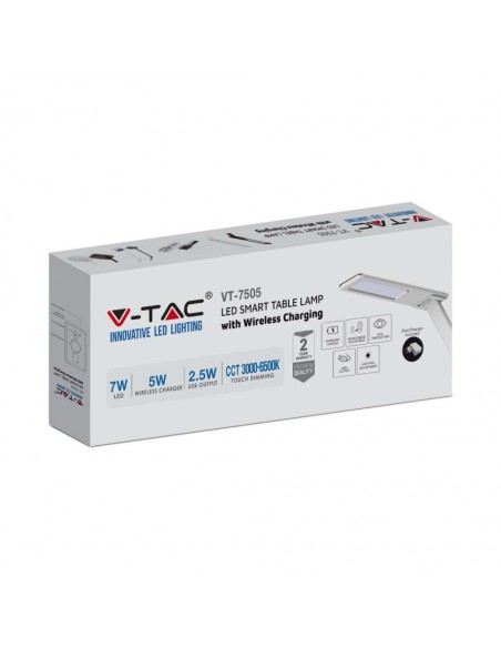 218602-Lampada LED da Tavolo Quadrata  Multifunzione  in  con Caricatore Wireless Colore Nero-2