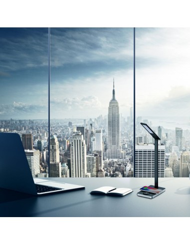 218602-Lampada LED da Tavolo Quadrata  Multifunzione  in  con Caricatore Wireless Colore Nero-4