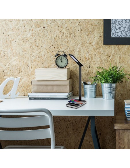 218602-Lampada LED da Tavolo Quadrata  Multifunzione  in  con Caricatore Wireless Colore Nero-5