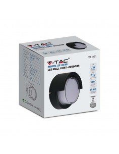 218609-Lampada LED da Muro Rotonda  con Diffusore Semicoperto Colore Nero  -1 2