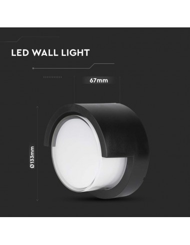 218609-Lampada LED da Muro Rotonda  con Diffusore Semicoperto Colore Nero  -3