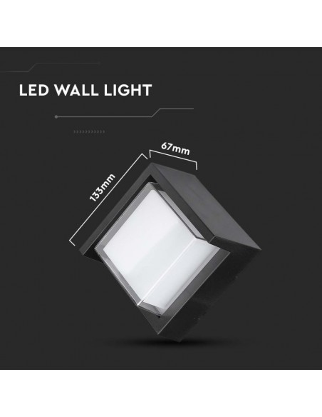 218610-Lampada LED da Muro Quadrata  con Diffusore Semicoperto Colore Nero  -3