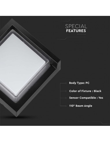 218610-Lampada LED da Muro Quadrata  con Diffusore Semicoperto Colore Nero  -6