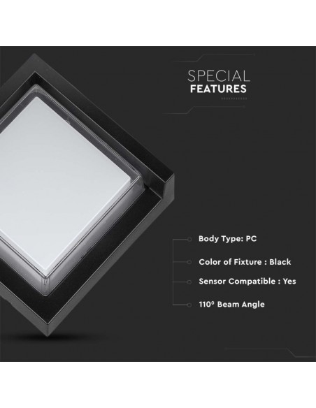 218610-Lampada LED da Muro Quadrata  con Diffusore Semicoperto Colore Nero  -6