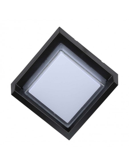 Lampada LED da Muro Quadrata 7W con Diffusore Semicoperto Nero 3000K IP65
